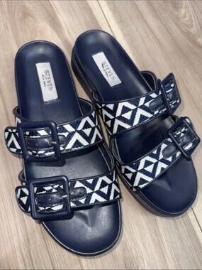 Steven New York Micah slide on platform sandal size 6.5 navy